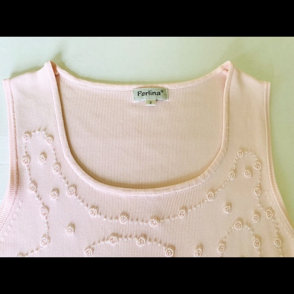 Beautiful soft Pink Woman Top rayon knit Fully Embelished with pink beading US M - Picture 4 of 13